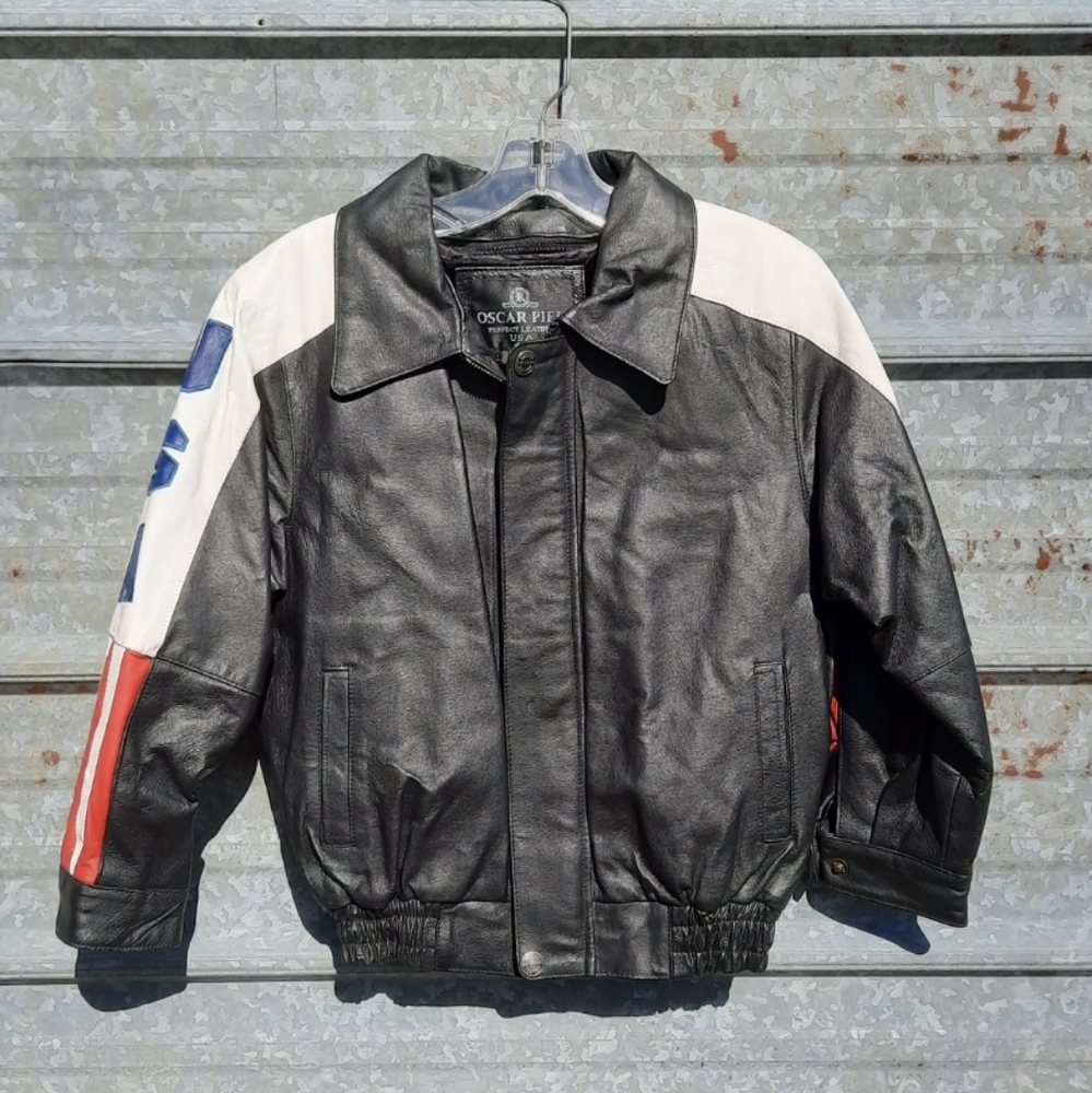 VINTAGE 90's USA Flag Leather Motorbike Jacket (unisex) - Picture 9 of 17